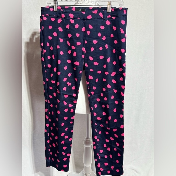 H&M Pants - H&M Navy and Pink Patterned Pants Size 8